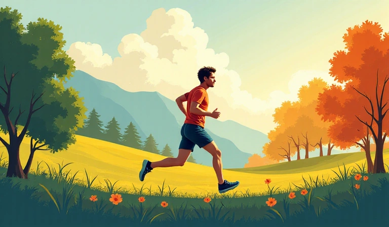 Uomo che fa jogging all'aperto, simbolo di vitalità e salute.